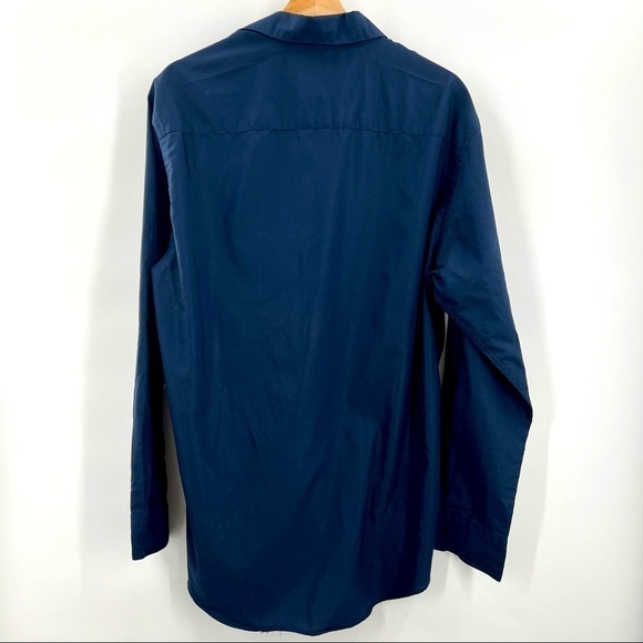 Alfani Stretch Fabric Mens Blue Button-Down long sleeved dress shirt medium - Picture 2 of 5